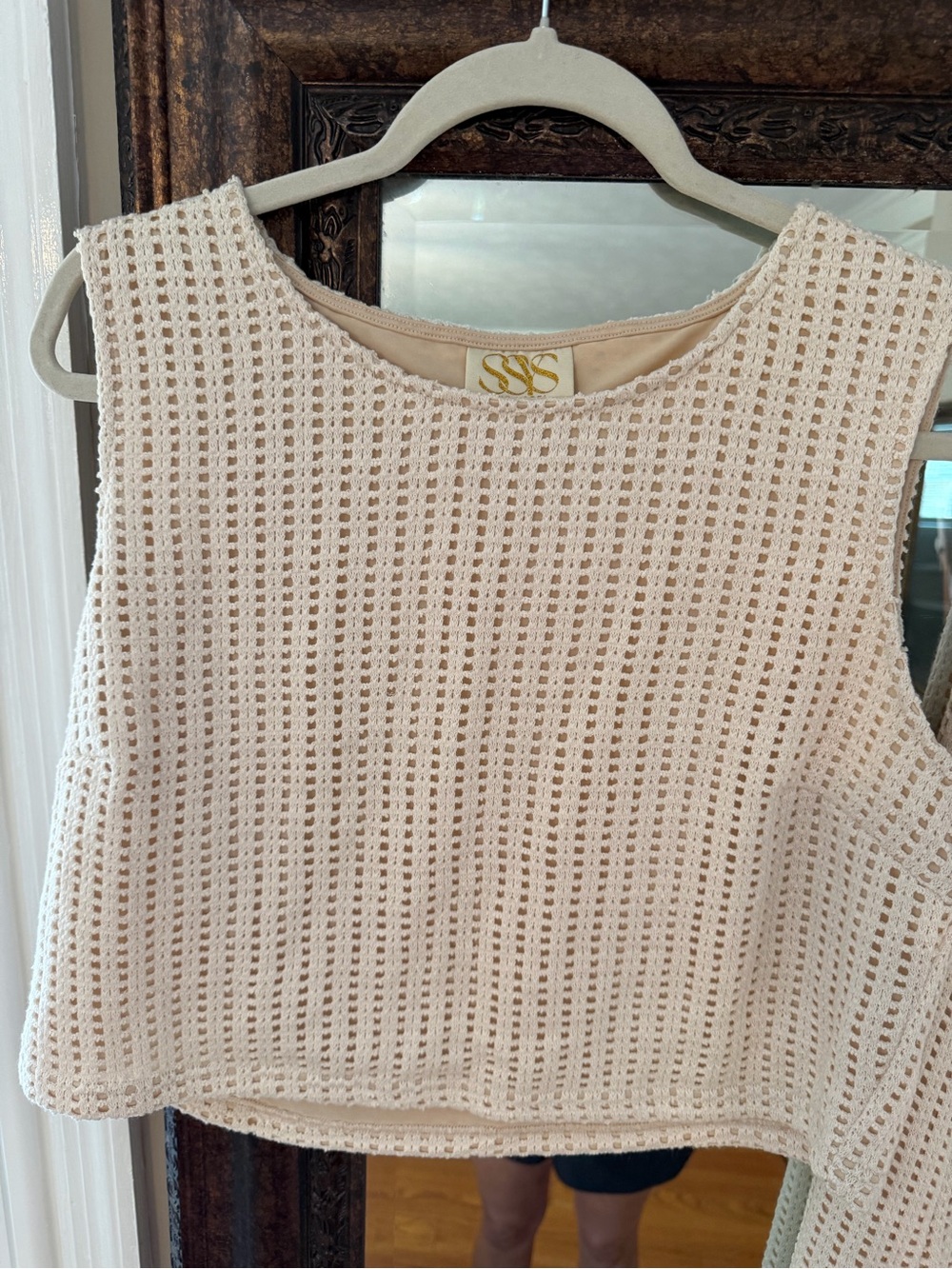 Waffle Knit Cream Two-Piece Skirt Set - Picture 5 of 7